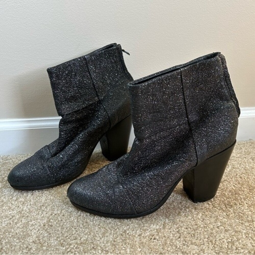 Rag & Bone Newbury Gunmetal Metallic Heeled Booties Size 10